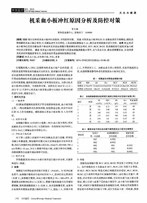 机采血小板冲红原因分析及防控对策