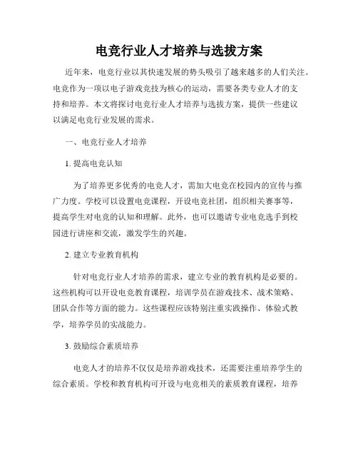 电竞行业人才培养与选拔方案