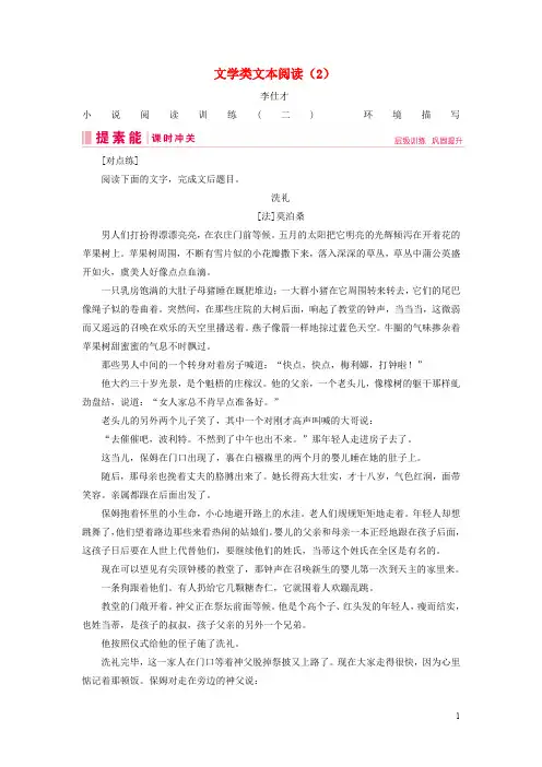 高考语文总复习 第二部分 现代文阅读 专题二 文学类文本阅读(2)(含解析)新人教版