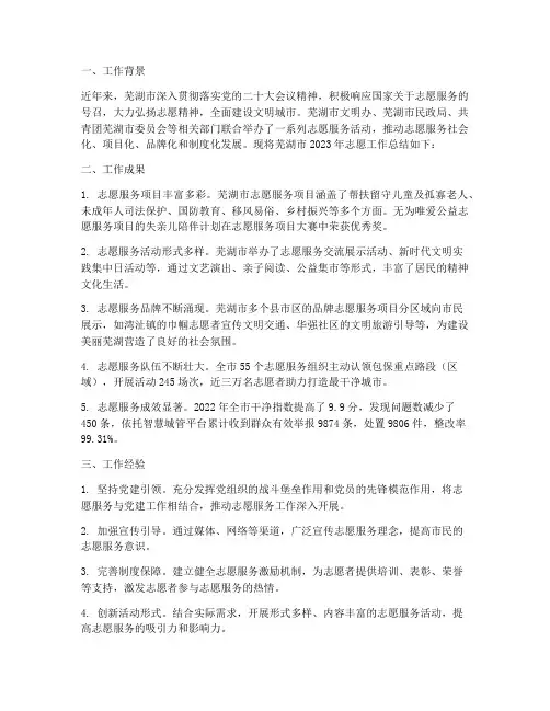 文明芜湖志愿工作总结报告