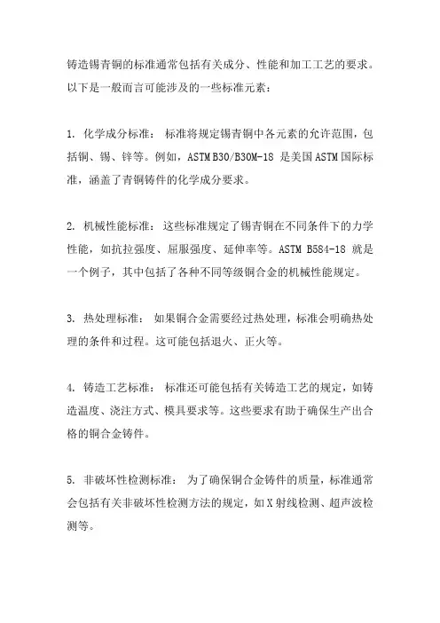 铸造锡青铜标准