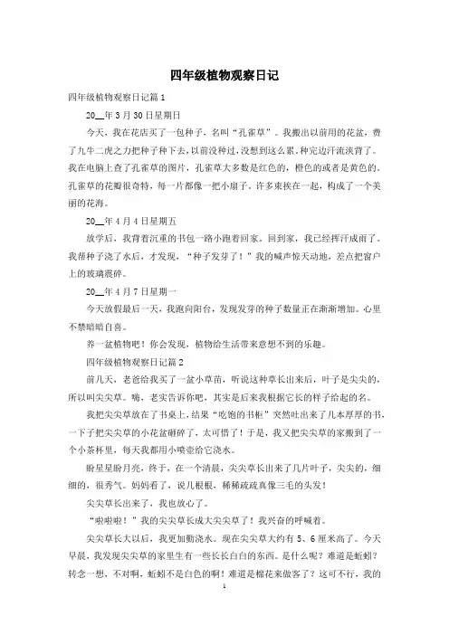 四年级植物观察日记