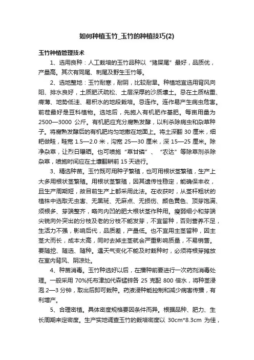 如何种植玉竹_玉竹的种植技巧（2）