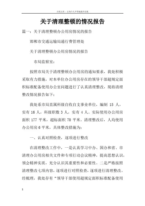 关于清理整顿的情况报告doc