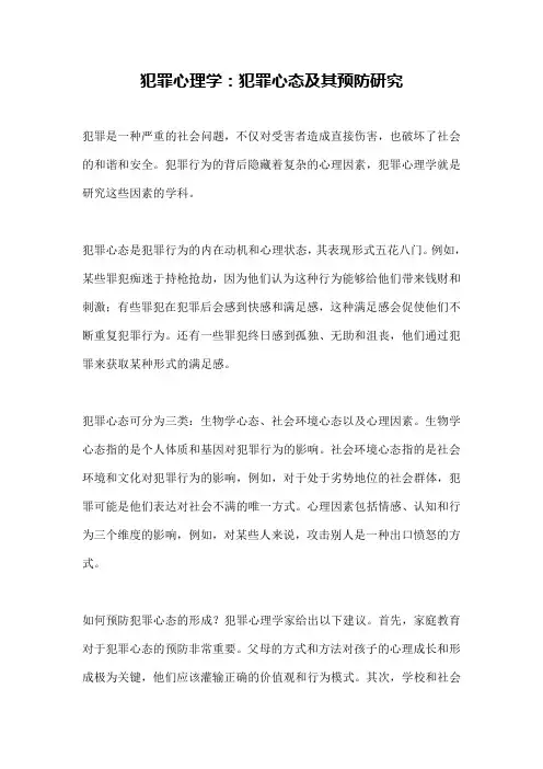 犯罪心理学：犯罪心态及其预防研究
