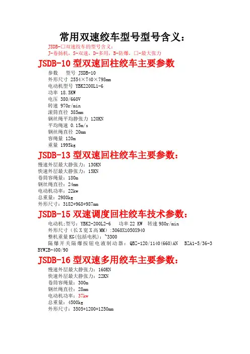 双速回柱绞车型号