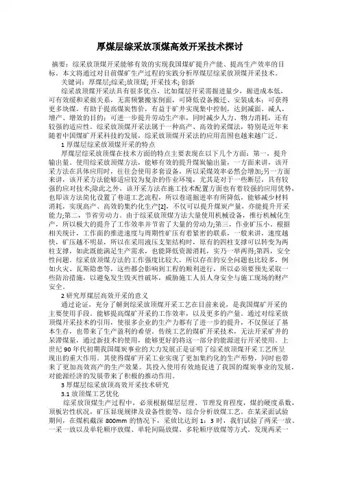 厚煤层综采放顶煤高效开采技术探讨