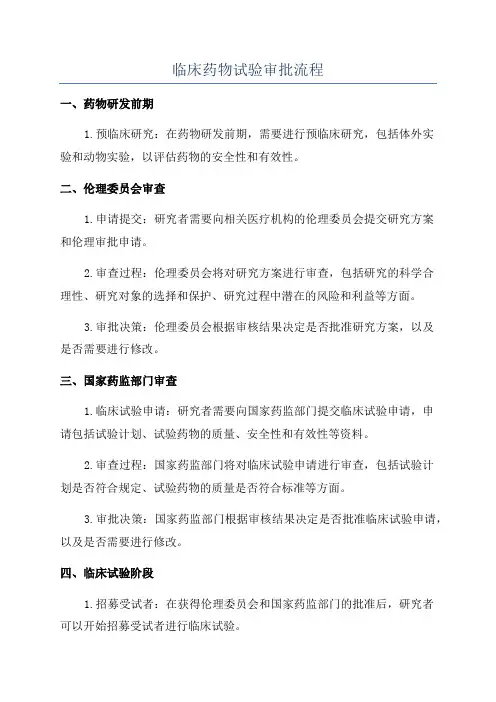 临床药物试验审批流程
