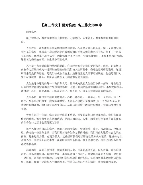 【高三作文】面对伤疤 高三作文800字