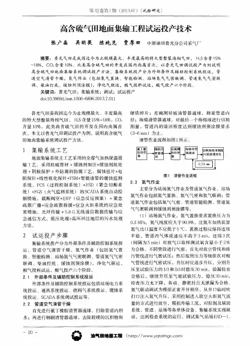 高含硫气田地面集输工程试运投产技术