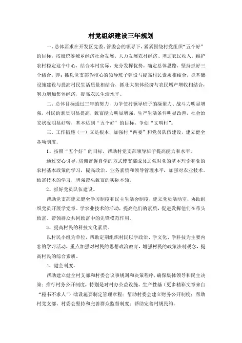 最新-村党组织建设三年规划 精品