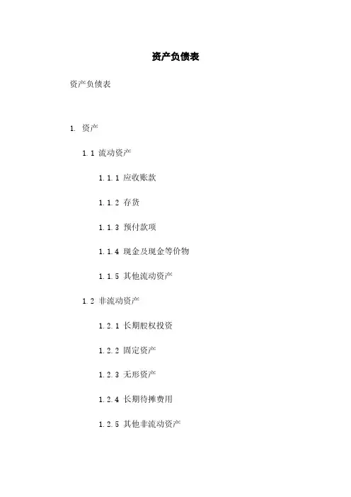 资产负债表