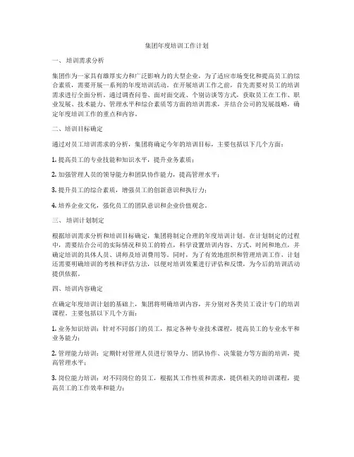 集团年度培训工作计划