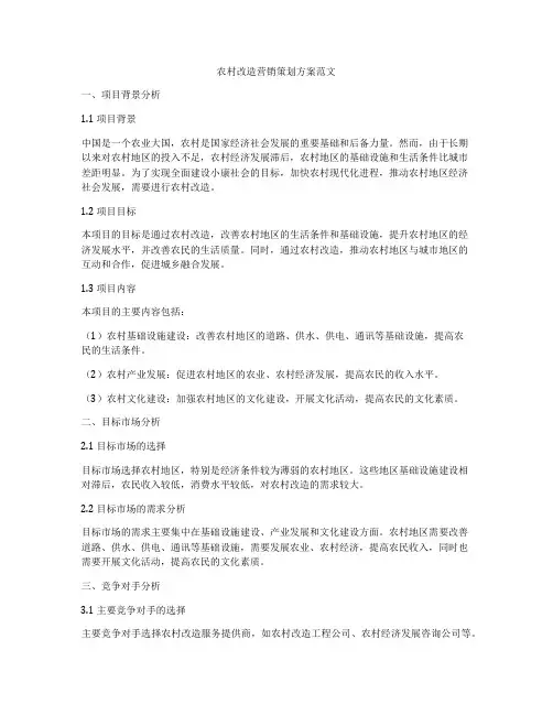 农村改造营销策划方案范文