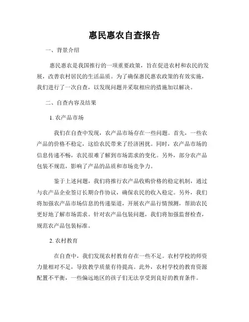 惠民惠农自查报告