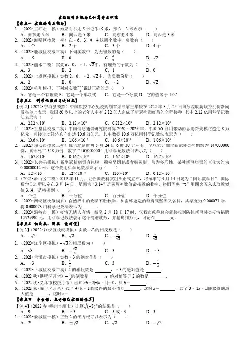 初中数学中考总复习--实数的有关概念及计算考点训练