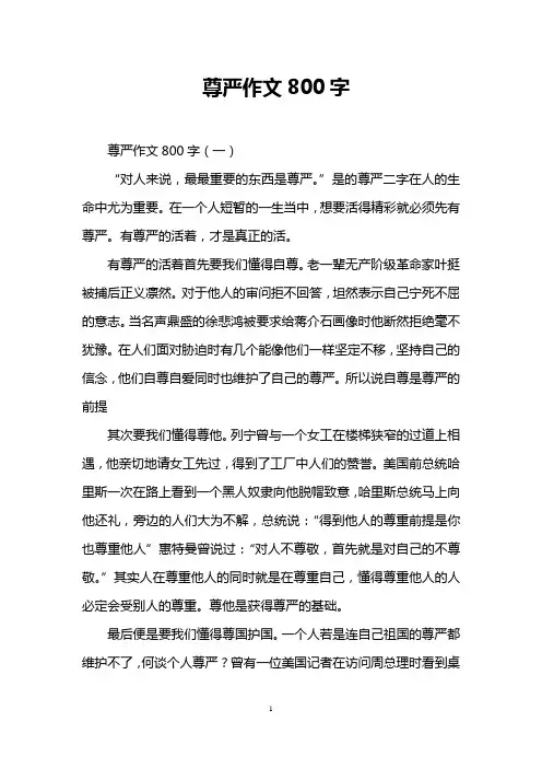 尊严作文800字