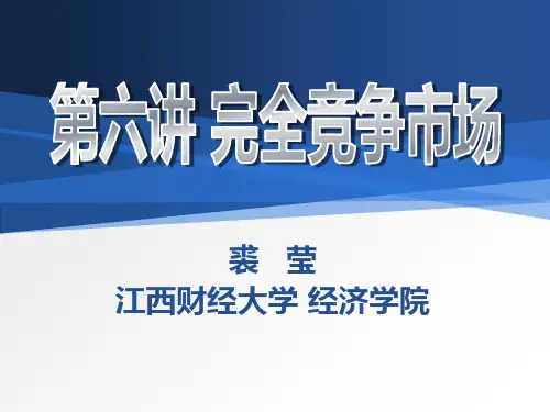 微观经济学案例 微观-完全竞争市场
