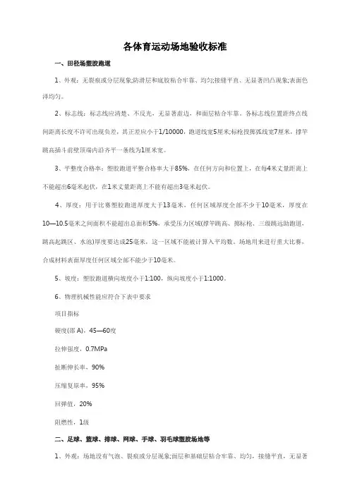 运动场地验收标准