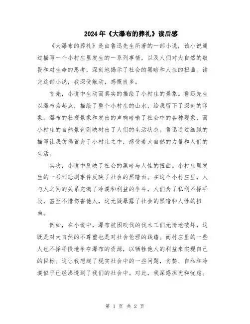 2024年《大瀑布的葬礼》读后感