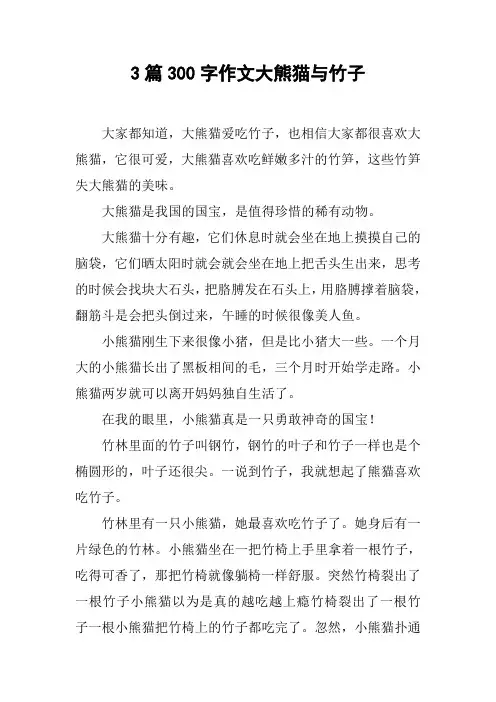 3篇300字作文大熊猫与竹子