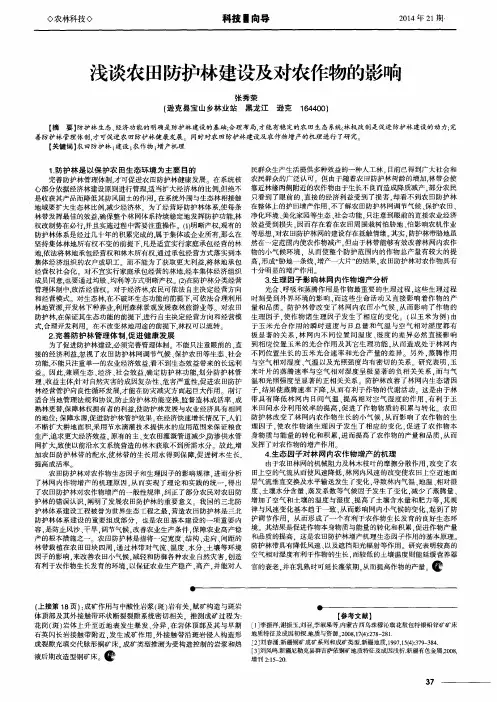 浅谈农田防护林建设及对农作物的影响