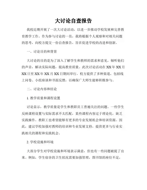 大讨论自查报告