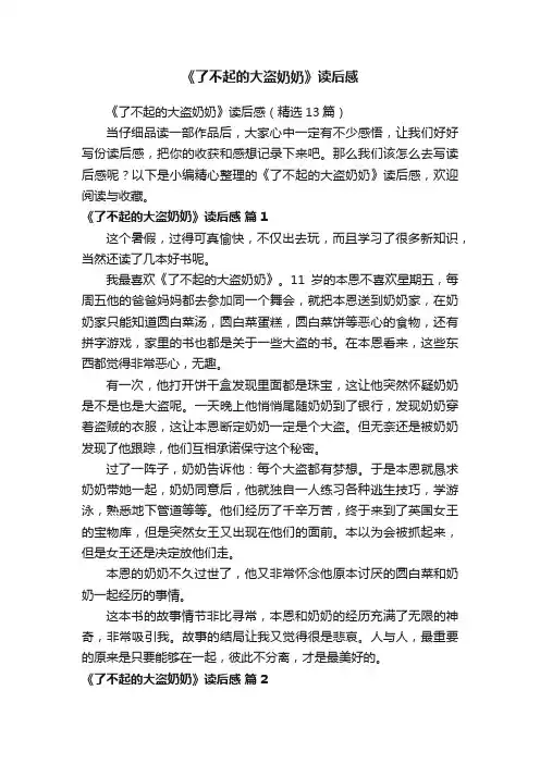 《了不起的大盗奶奶》读后感（精选13篇）