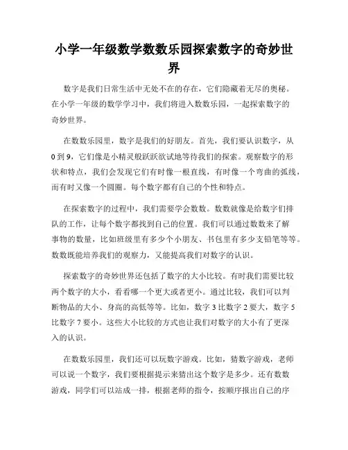 小学一年级数学数数乐园探索数字的奇妙世界