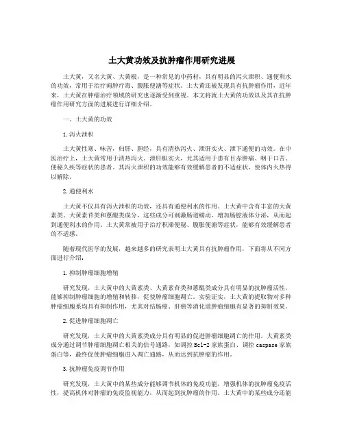 土大黄功效及抗肿瘤作用研究进展