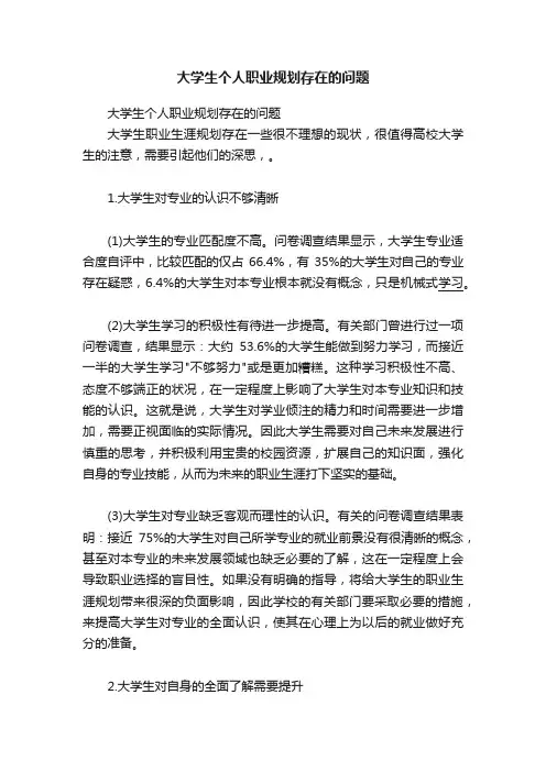 大学生个人职业规划存在的问题