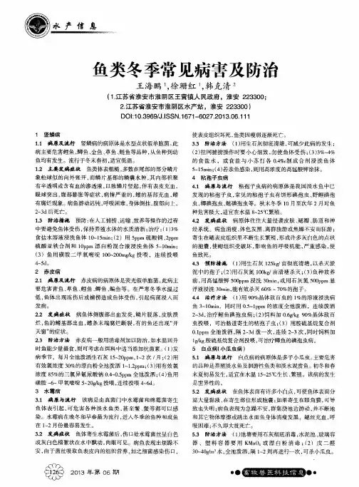 鱼类冬季常见病害及防治