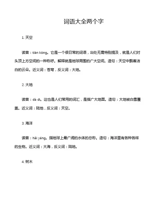 词语大全两个字