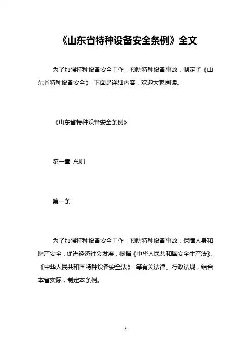 《山东省特种设备安全条例》全文