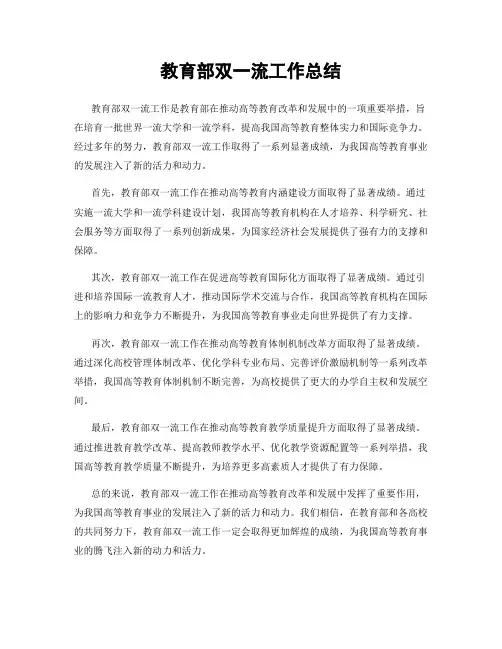 教育部双一流工作总结
