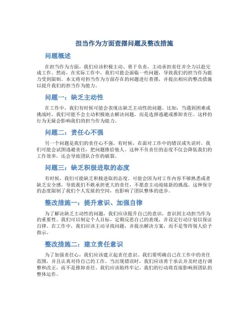 担当作为方面查摆问题及整改措施