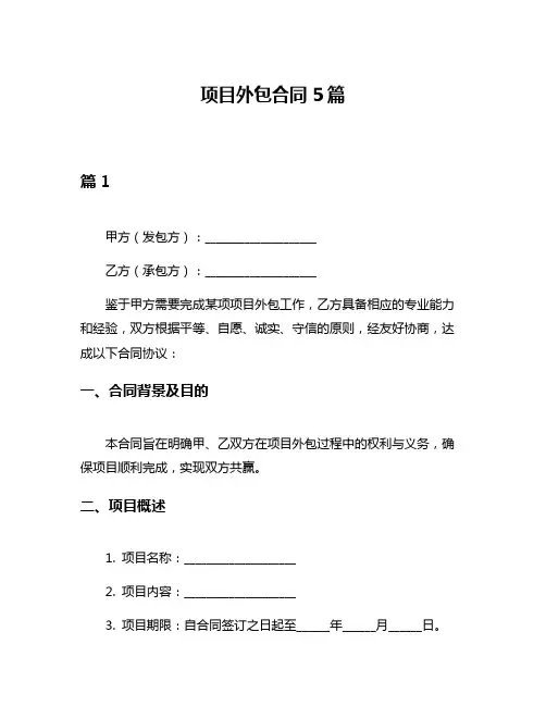 项目外包合同5篇