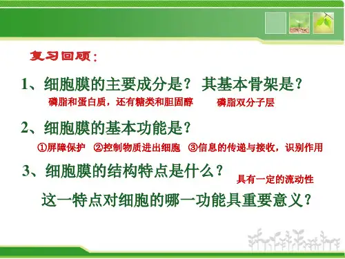 细胞膜的物质运输功能PPT演示文稿