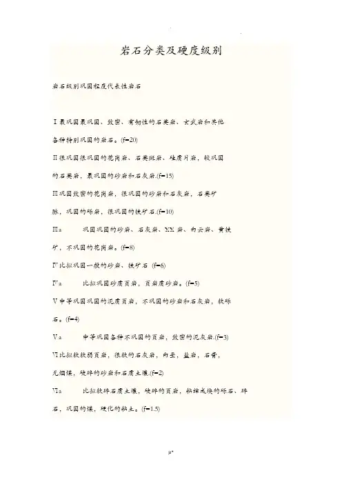 岩石分类及硬度级别