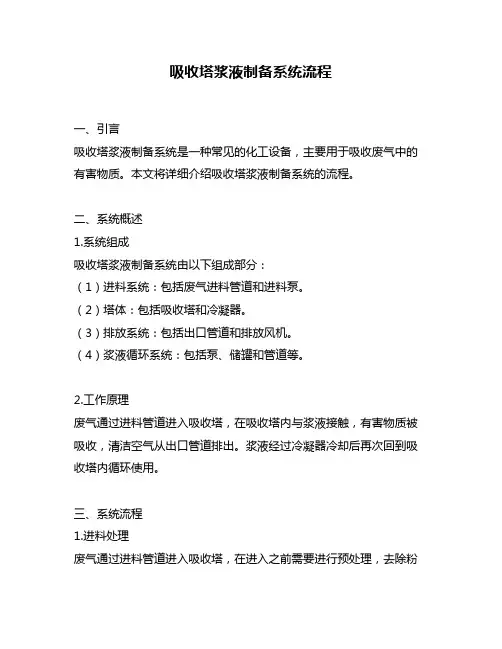 吸收塔浆液制备系统流程