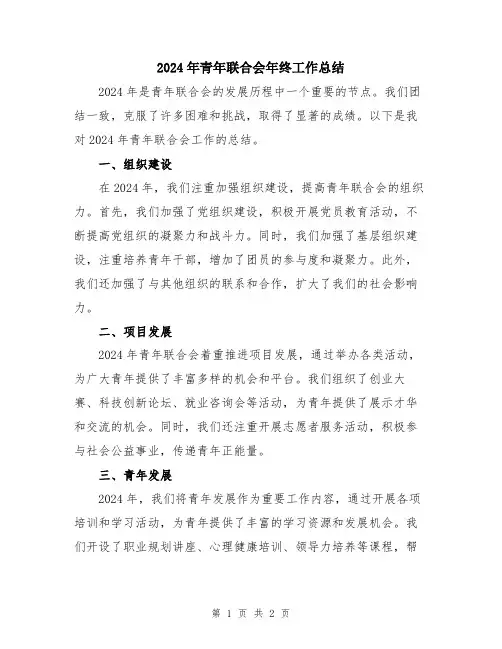 2024年青年联合会年终工作总结
