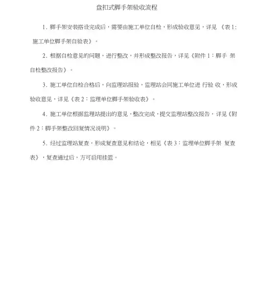 盘扣式脚手架验收流程-盘扣式脚手架验收标准