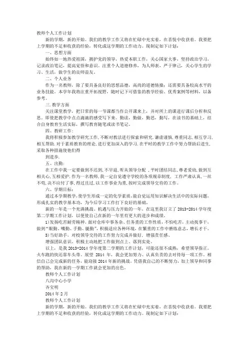教师个人计划书