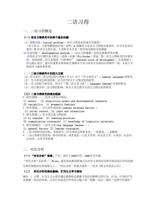 二语习得PPT整理1