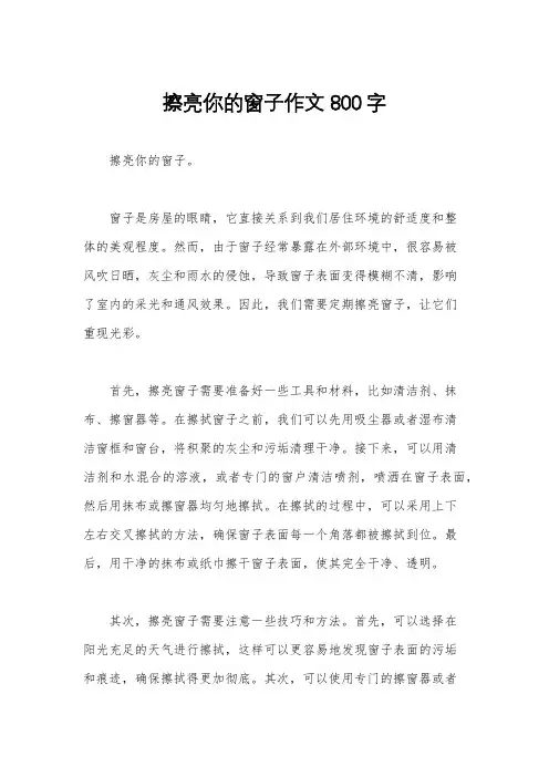 擦亮你的窗子作文800字