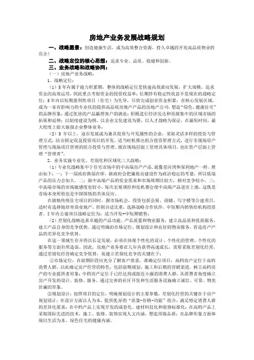 房地产业务发展战略规划