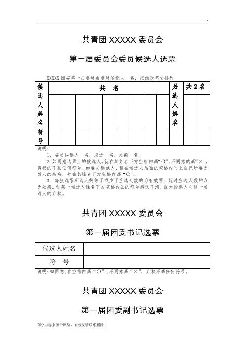 团委选票票样