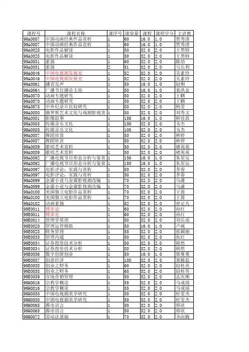 公共选修课课程时间安排