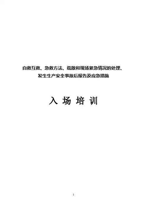 自救互救、急救方法、疏散和现场紧急情况的处理、发生生产安全事故后报告及应急措施