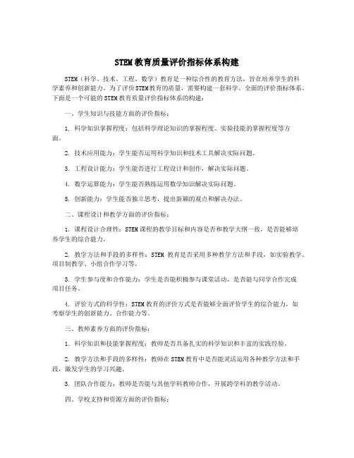 STEM教育质量评价指标体系构建